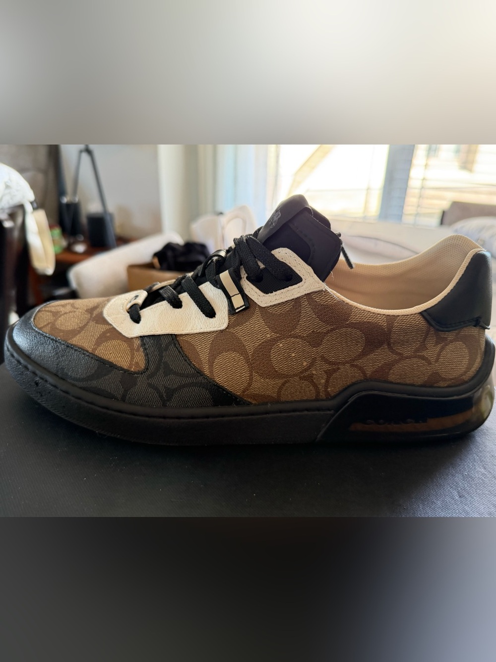 Coach Men's Signature Canvas Low-Top Sneaker in Brown & Black